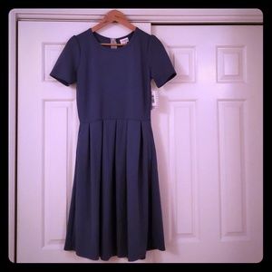 Lularoe Amelia blue grey dress Medium